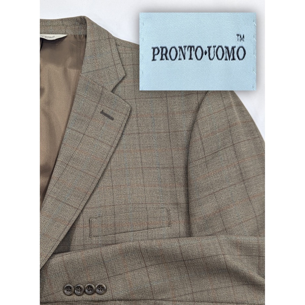 Pronto Uomo Platinum Blazer Sport Coat Suit Summer Jacket Wool Subtle Plaid 50R